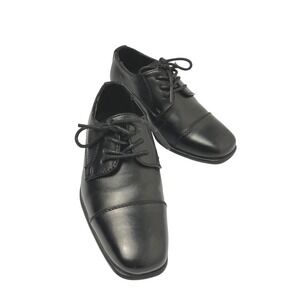 Kids Boys Black Faux Leather Oxford Dress Shoes Size 9K